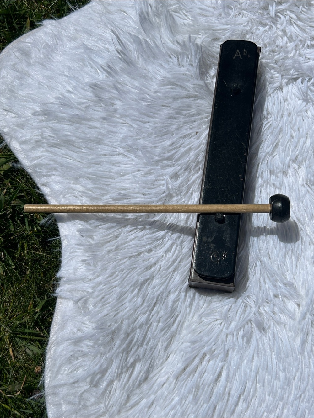 Black Metal Handheld Chime with Mallet A Flat and G Sharp